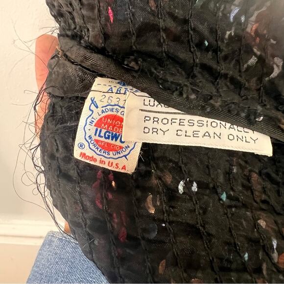 Vintage Partique New York Sequin Party Blouse ILGWU Union Made USA 80s Disco Top - Picture 5 of 6